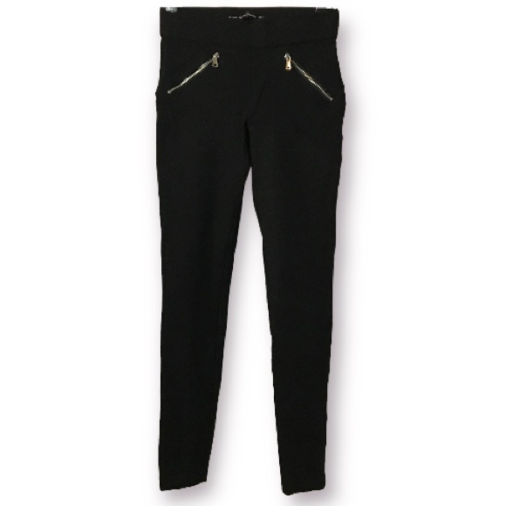 ZARA BLACK LEGGINGS ZIPPER POCKETS AND A FLATTERING REAR ARCHED STITCHING
